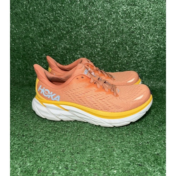 Hoka One One Shoes - Hoka One Clifton 8 Womens Size 5.5 D Wide Orange Running Shoes Athletic Sneakers